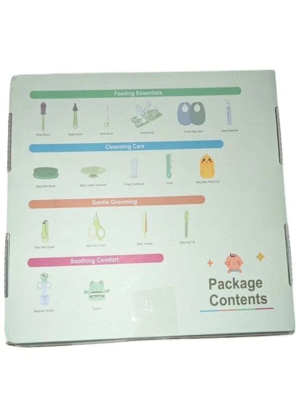 NEW 19 Piece Newborn New Baby Grooming Essentials Kit Bath Brush Bib Nail Needs